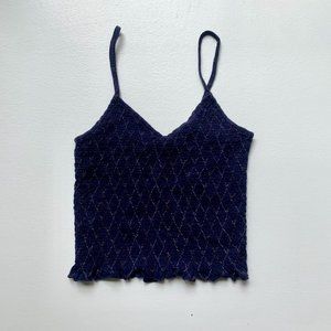 Checkered Lettuce Hem V Neck Cami - XS